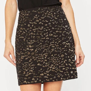 NWT Elie Tahari Cici Black and Gold Sequined Short Sheath Skirt • Size 2 🗣